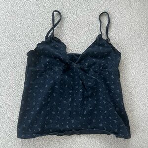 Brandy Melville Floral Navy Blue Spaghetti Strap Top